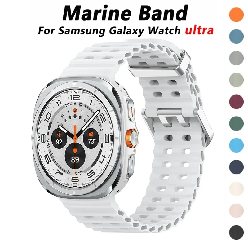 حزام سيليكون لساعة سامسونج جالاكسي الترا 47 ملم حزام رياضي باند إكسسوارات بحرية سوار كوريا جالاكسي ساعة 7 الترا 47 ملم
