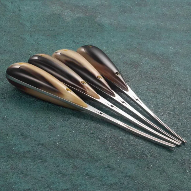 

M390 Steel Blade Horn Patch Handle Handmade DIY Leather Craft Tools High End Leather Edge Bevel Trimmer