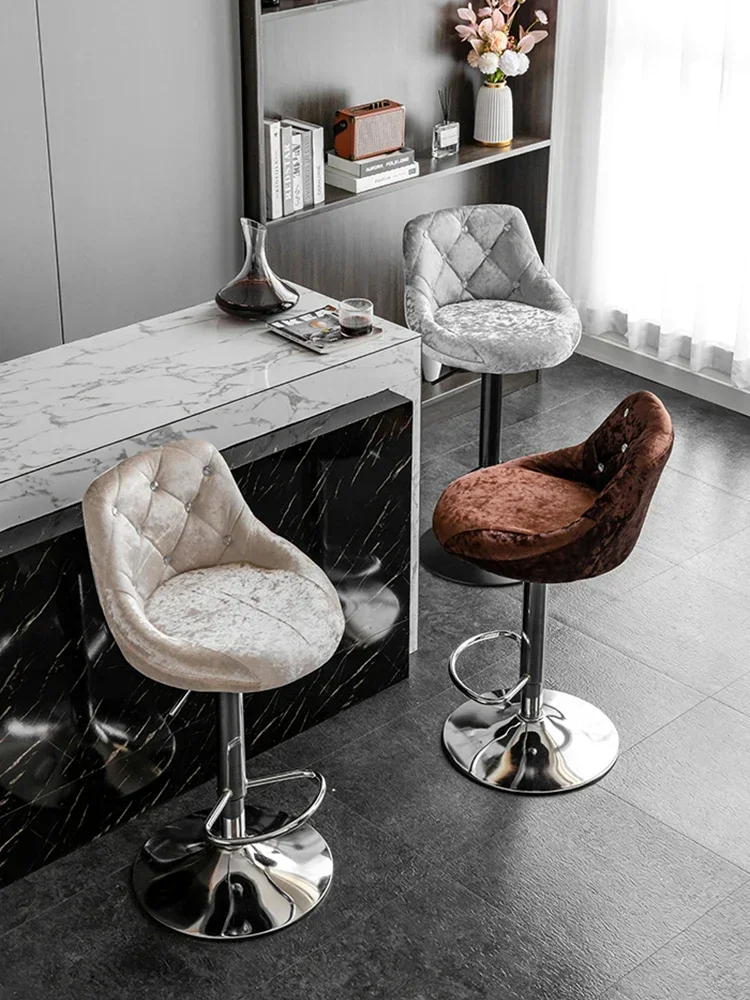 NordicBar Chairs Lifting And Rotating Household Beauty Makeup Manicure Stool Front Desk Simple Backrest Bar Stool Bar ChairsFurn