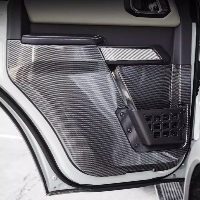 ABS Carbon Fiber Inner Gate Door Panel Protection Anti Kick Seat Side Frame Cover Interior Stickers For Ford Bronco 2024 2025 26