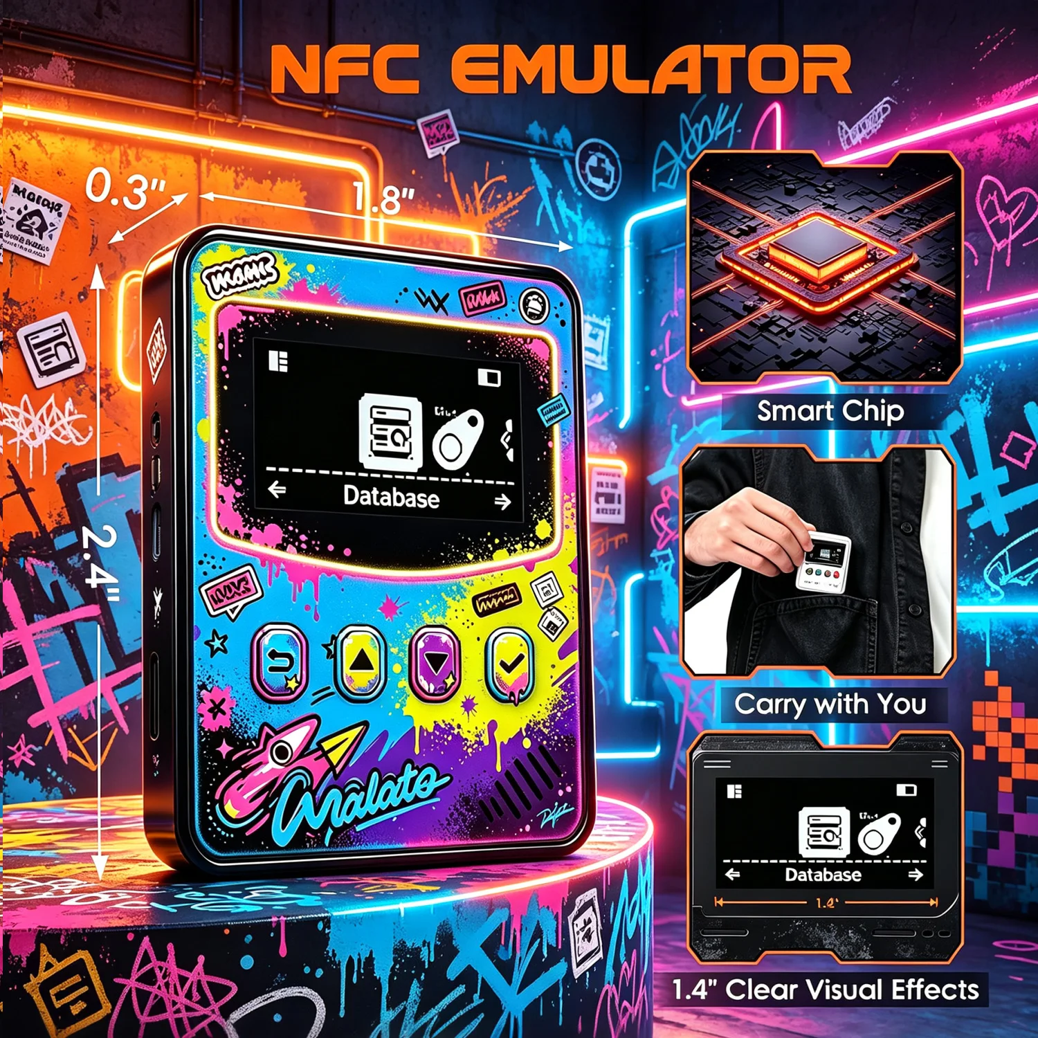 NFCTOOL Graffiti style NFC Smart Simulator For Amiibo Emulator  OLED Button Enhanced Range Type-C Charging for Switch/Switch 2