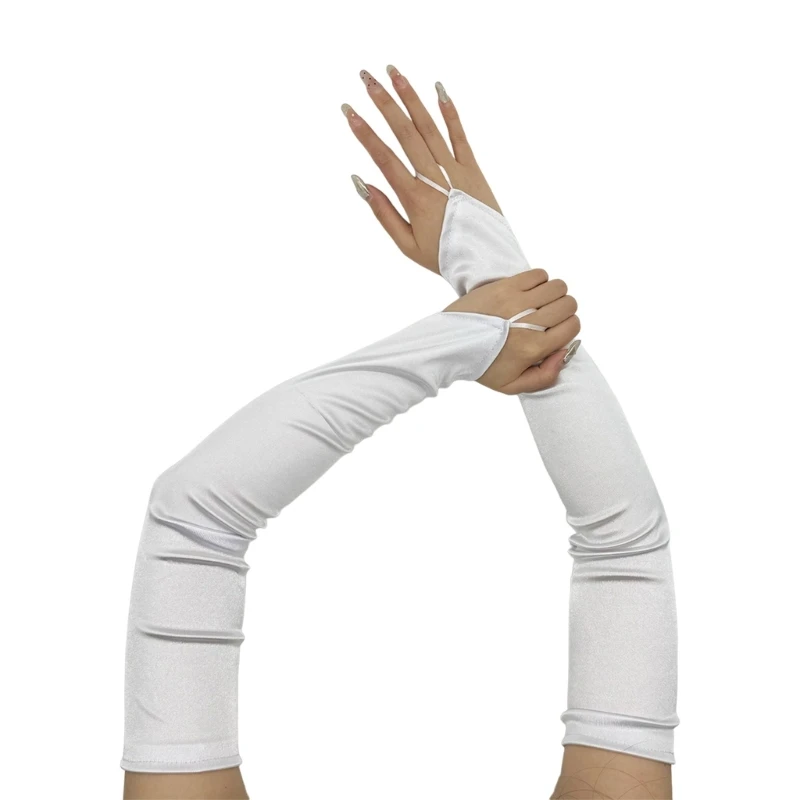 Long Gloves for Women Dancing Elastic Fingerless Gloves Satins Dropship