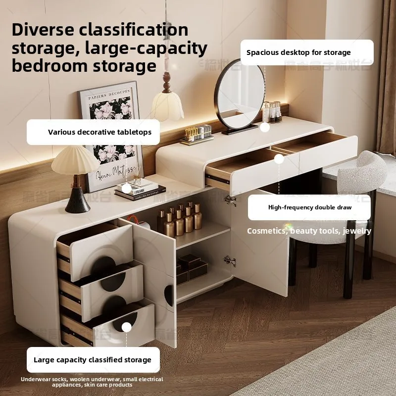 New bedroom solid wood dresser, dressing table, chest cabinet integrated, modern simple baseboard makeup table