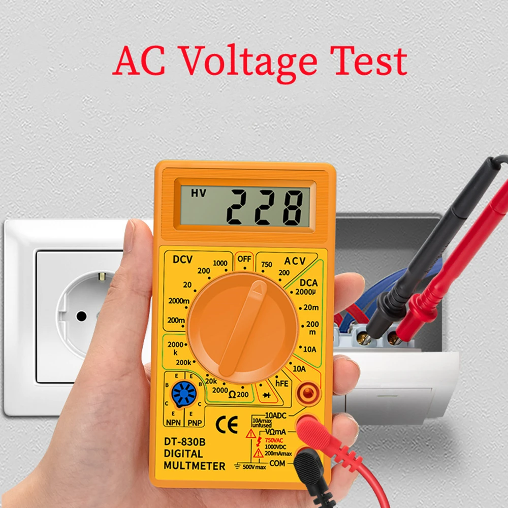 DT830B AC/DC Цифровой мультиметр с ЖК-дисплеем 750/1000 В Вольтметр Амперметр Омметр тестер высокой безопасности Ручной цифровой мультиметр