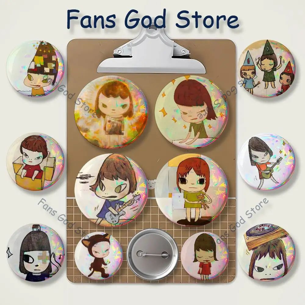 Cute Y-Yoshitomo N-Nara 22mm,32mm,42mm,58mm,75mm Round Badge Brooch For Various Clothing Backpacks Jewelry Accessories Gift