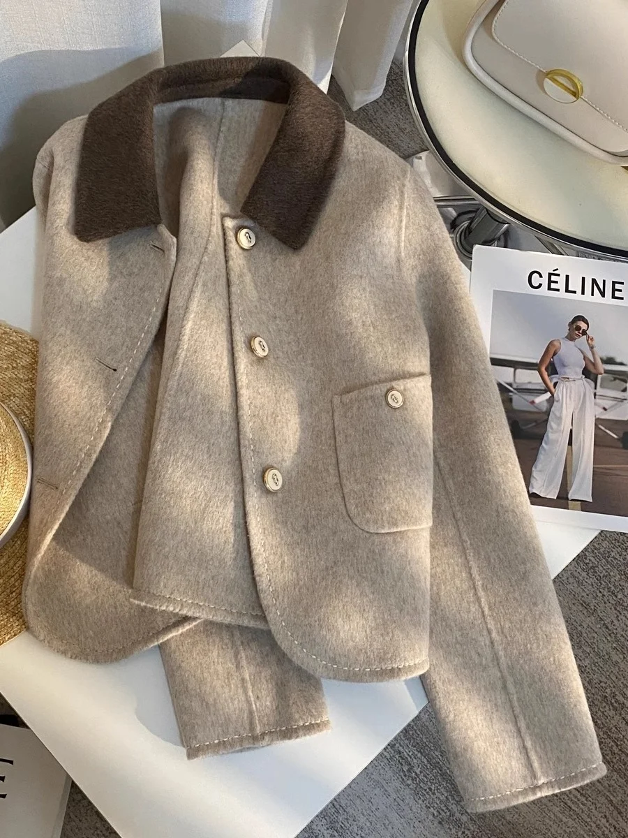 

Petite Sle Casual Oversize Jaet for Men And Women in K-faion K-beue Coffee Hue Single - Ended Buttons Lightweight Cardi...