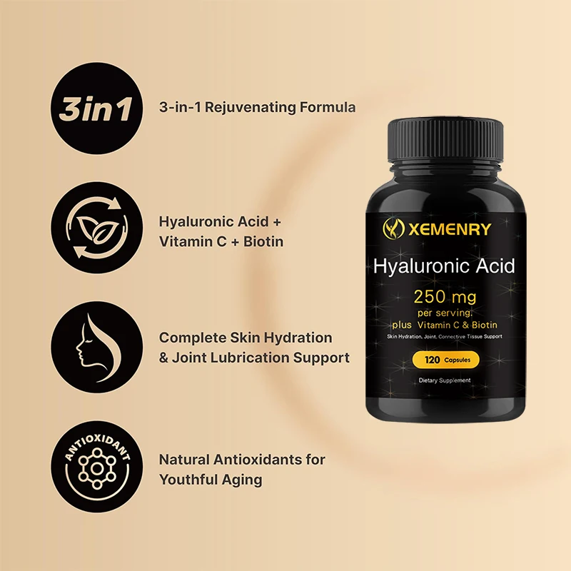 Hyaluronic Acid Capsules - Skin Hydration, Joint Lubrication, Hair and Eye Health