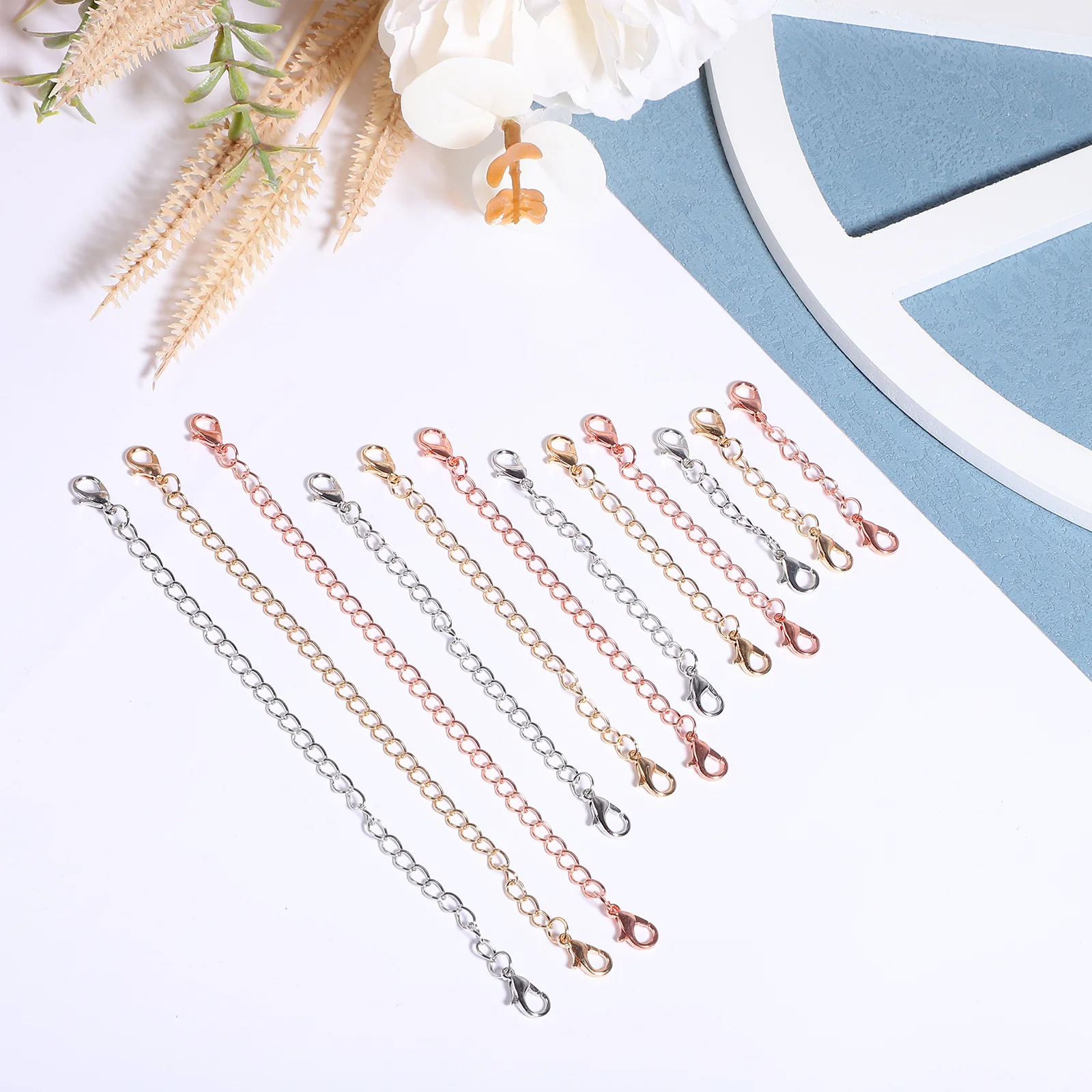 

12 Pcs Extension Chain Necklace Extender for Bracelet Jewelry Extenders Collar Alloy Necklaces