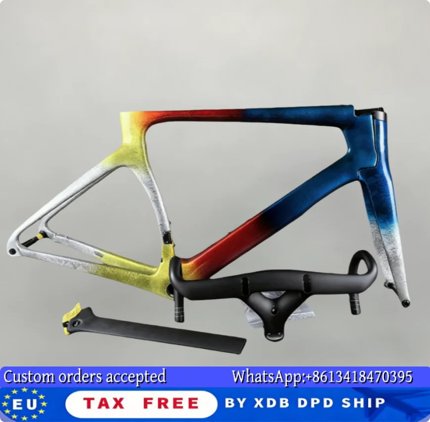 

Карбоновая рама для шоссейного велосипеда T1100 с узором «ледяные трещины», полностью внутренняя проводка, 40 цветов