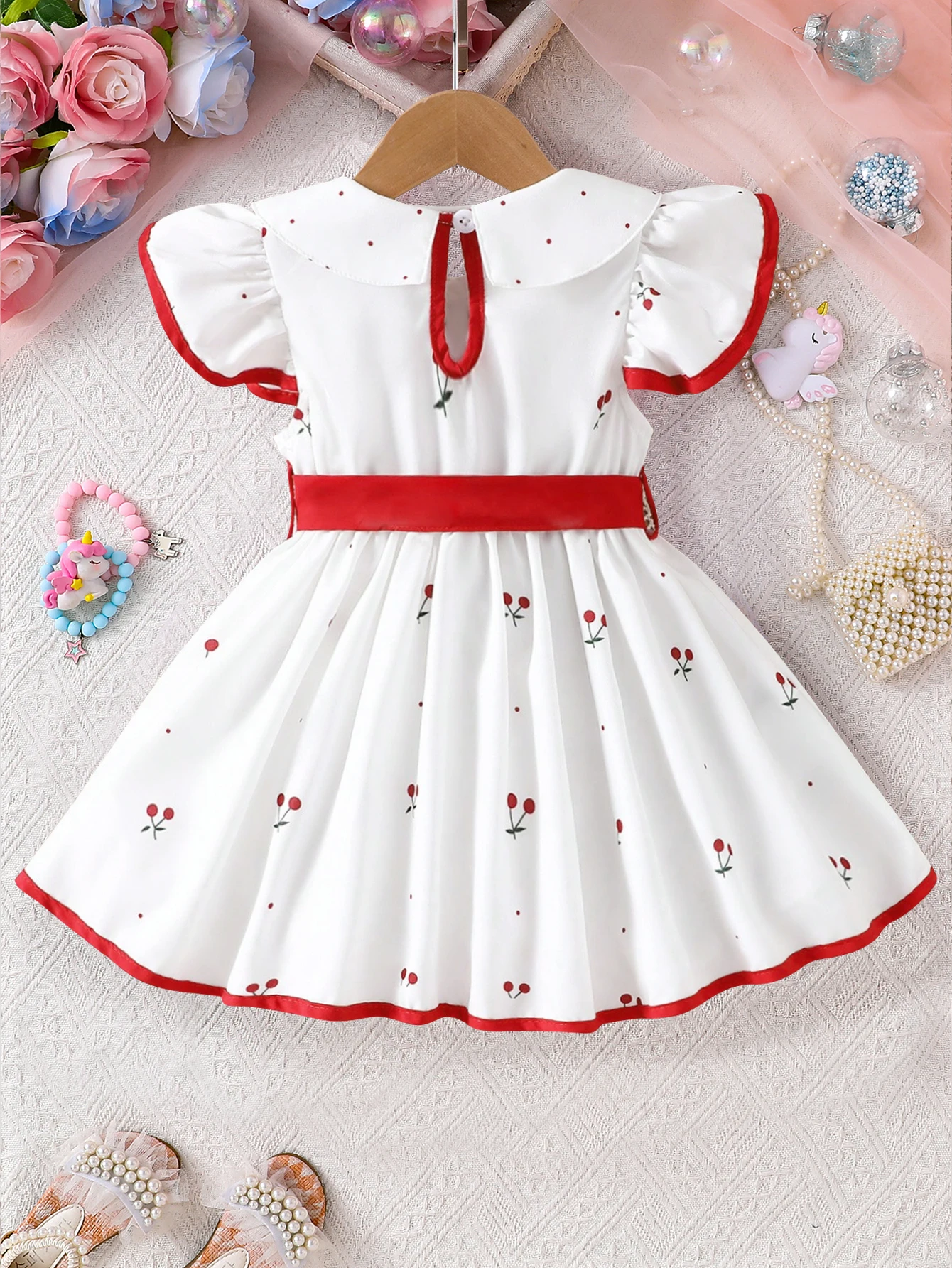 2026 Summer New Girls Infant Floral Print Dress Breathable Baby Princess Dress 0-3 Years Cool Short Sleeve Outfit