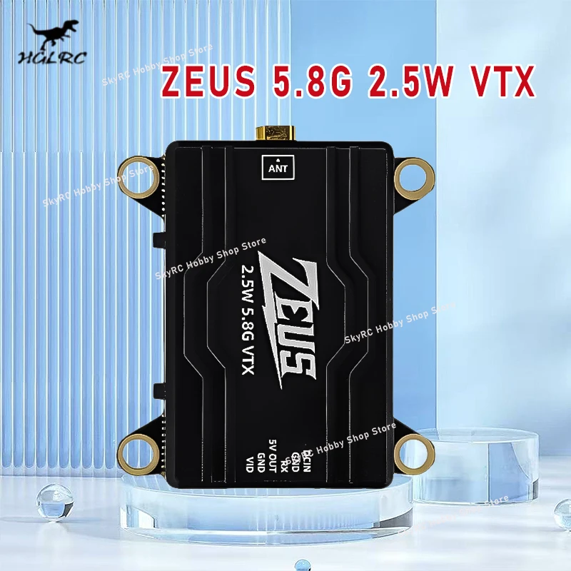 HGLRC ZEUS VTX,5.8G 40CH Adjustable 2500mW,CNC Heat Dissipation Shell,2-6S LiPo Power,Long Range FPV Transmission Accessory