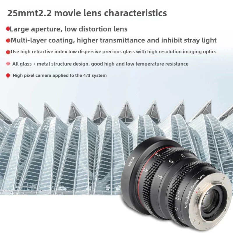 Meike MK-12mm T2.2 Apertur Besar Fokus Manual Lensa Kamera Film Lensa Distorsi Rendah Dudukan M4/3