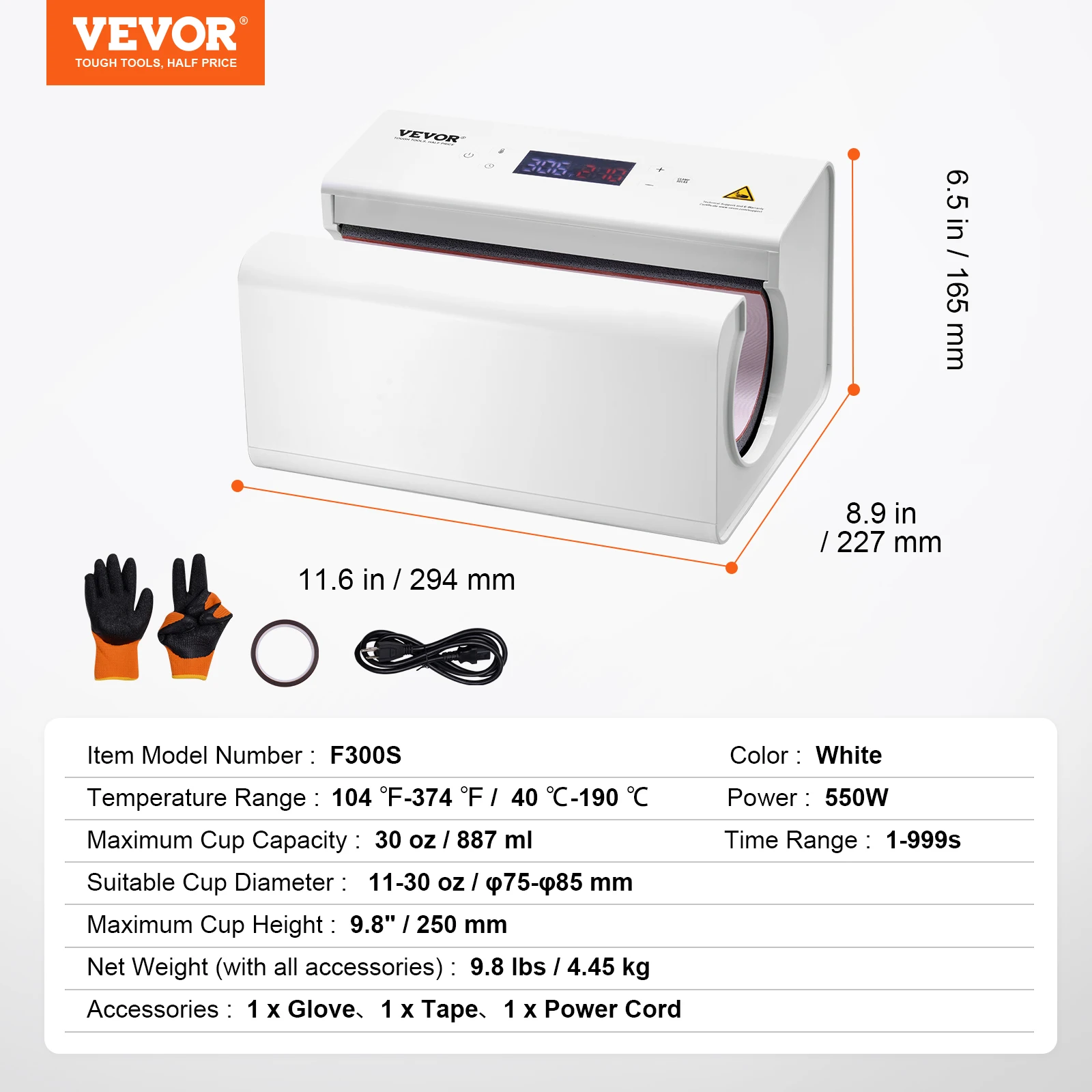 SucceBuy Auto Tumbler Heat Press Machine Mug Heat Press 11-30oz Sublimation Tumblers Heat Up Fast Even Tumbler Press mit Tape 4