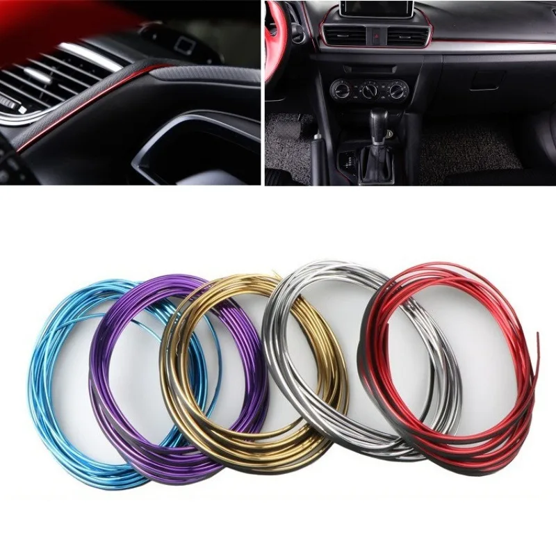 

1pc 5m PVC Car Dashboard Decorative StripS Console Speaker Gap Bright Strip Modified Rubber Strip Air Outlet Stable Armrest Box
