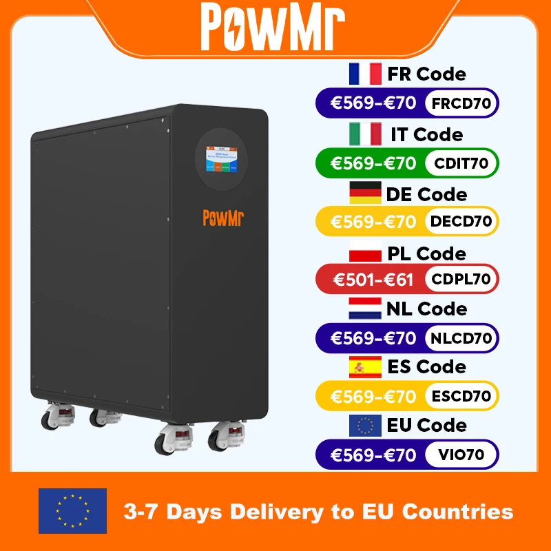 Batteria PowMr 300AH LiFePO4 Batteria 48V 15KWH Batteria al litio solare Energia domestica 6000+ Ciclo CAN BMS Fino a 16 pollici parallelo