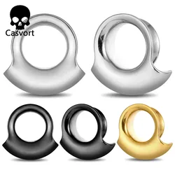 Casvort 2PCS 316 Stainless Steel Hypoallergenic Ear Gauge Plugs Saddle Hangers Weights Stretcher Ear Piercing Women Body Jewelry