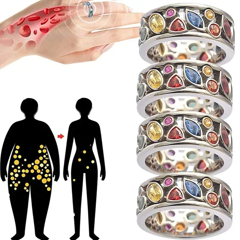 2026 new cubic zirconia ring, female magnetic therapy ring, Torina crystal quartz ion for weight loss and lymphatic drainage