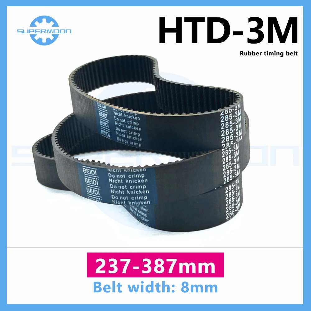 

HTD 3M Timing Belt Length 237-387mm Width 8mm 3M-309-9 Shredder Belt Closed Loop Synchronous Belt 3M-339 Rubber 3M Drive Belt