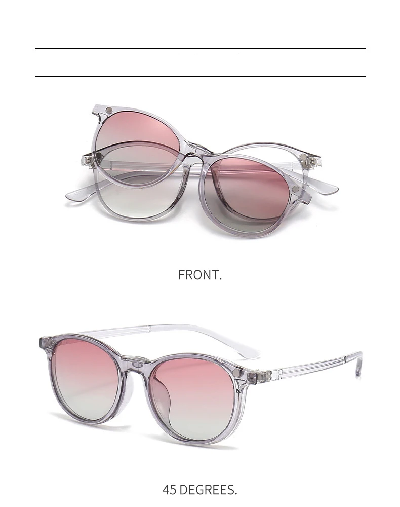 Vcka transparenten Rahmen Frauen Myopie Sonnenbrille 6 in 1 Mode polarisierten Magnet clip auf Brille verschreibung pflicht ige Brille-0.5 ~-6,0 – Detail 11