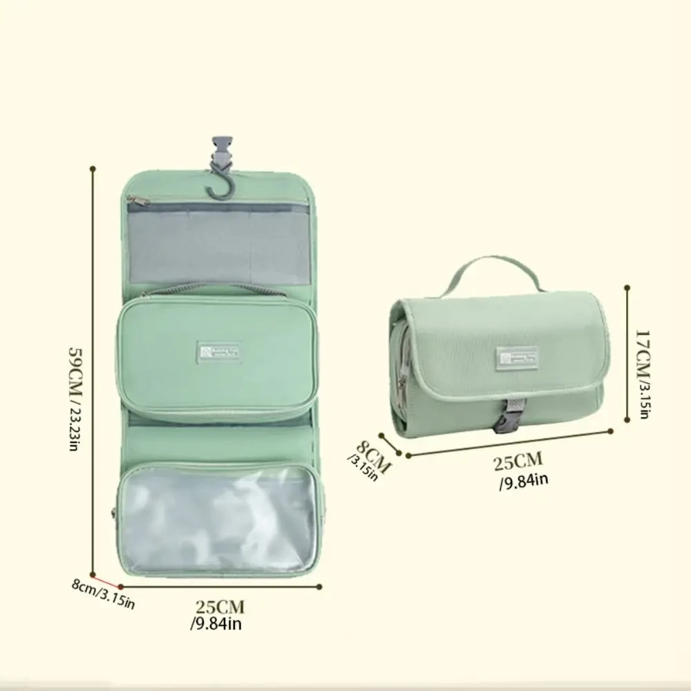 حقيبة مكياج منفصلة جافة ورطبة ذات سعة عالية، قابلة للطي وقابلة للفصل، حقيبة مستحضرات تجميل متعددة الوظائف لتخزين غسيل العناية بالبشرة