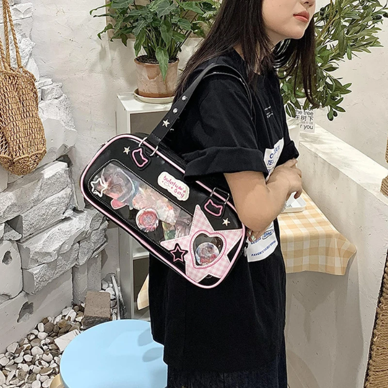 

Casual All Match Transparent Women's Handbags Japanese Jk Streetwear Trendy Underarm Bag Sweet Y2k Aesthetic Shoulder Ita Bags