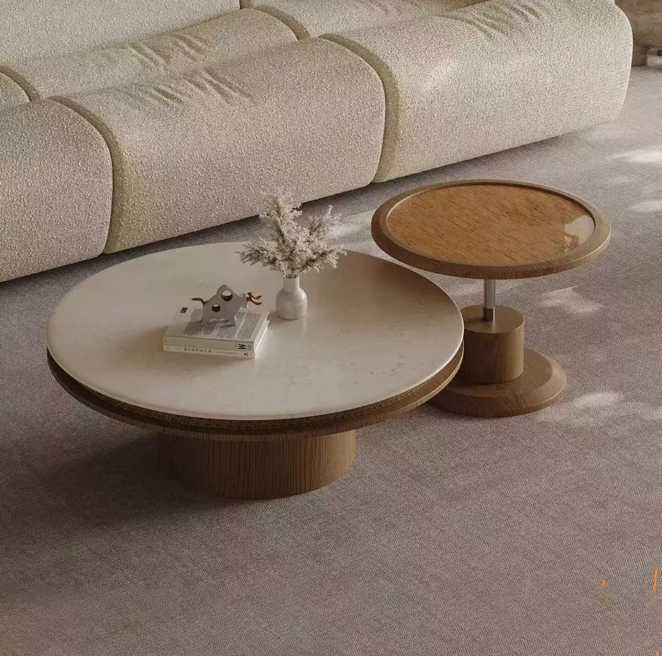 CX antique marble coffee table combination round living room household small apartment