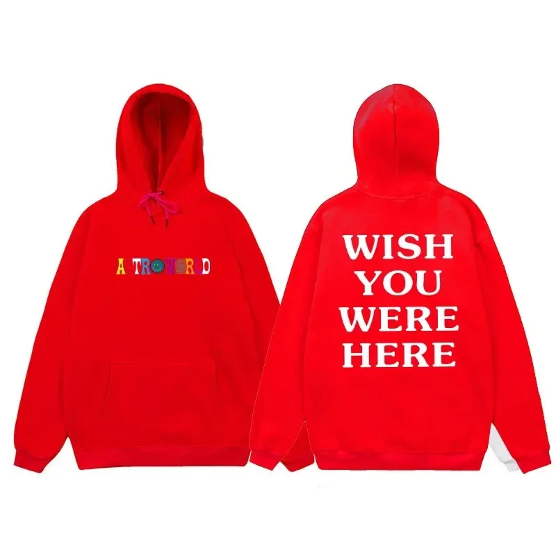 Hip Hop Hoodie Men Women ASTROWORLD Hoodies Sweatshirts Cactus Jack WISH YOU WERE HERE Letter Print Hooded Hoody Man Streetwear