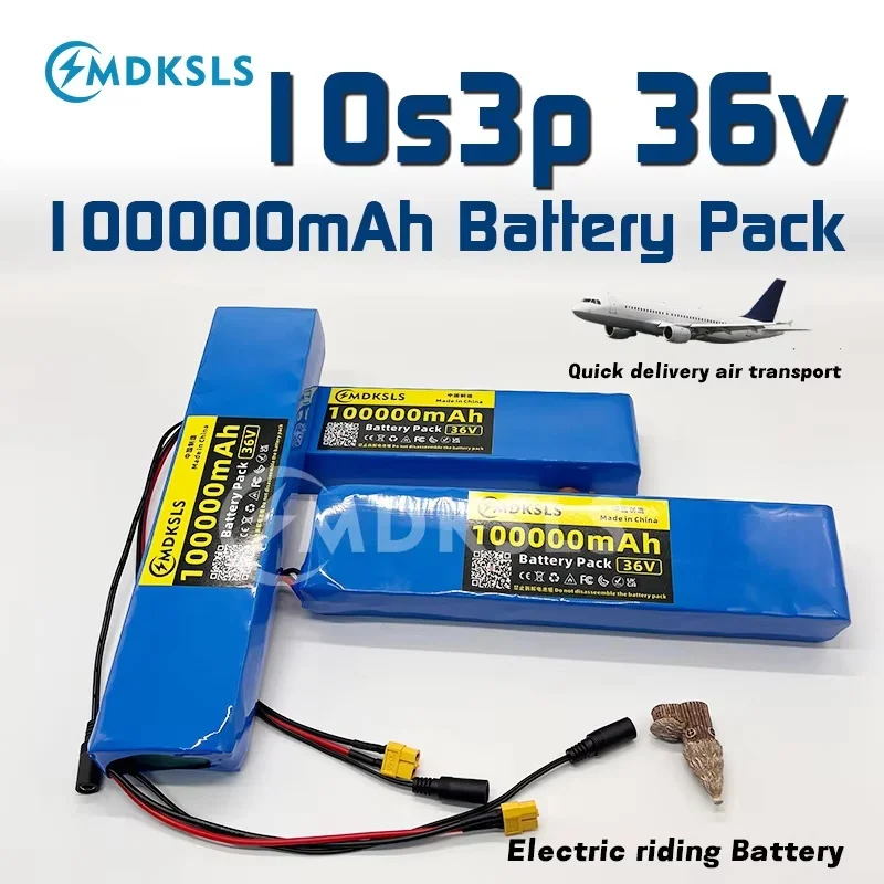 New  36V 100000mAh 10S3P  Rechargeable Lithium Battery Pack1000W Power Modified Bicycle Scooter Electric Vehicle with BMS