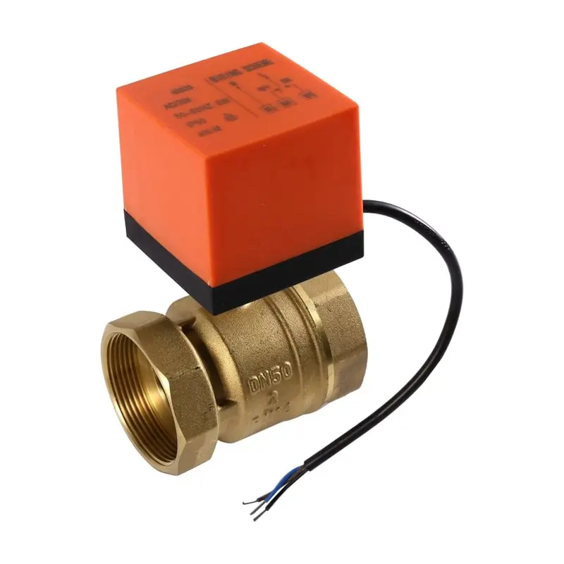 [NEWA76K!】 Brass Electric Ball Valve 2" AC220V Motorized Two-Way Ball Valve Air Conditioning Floor Heating System