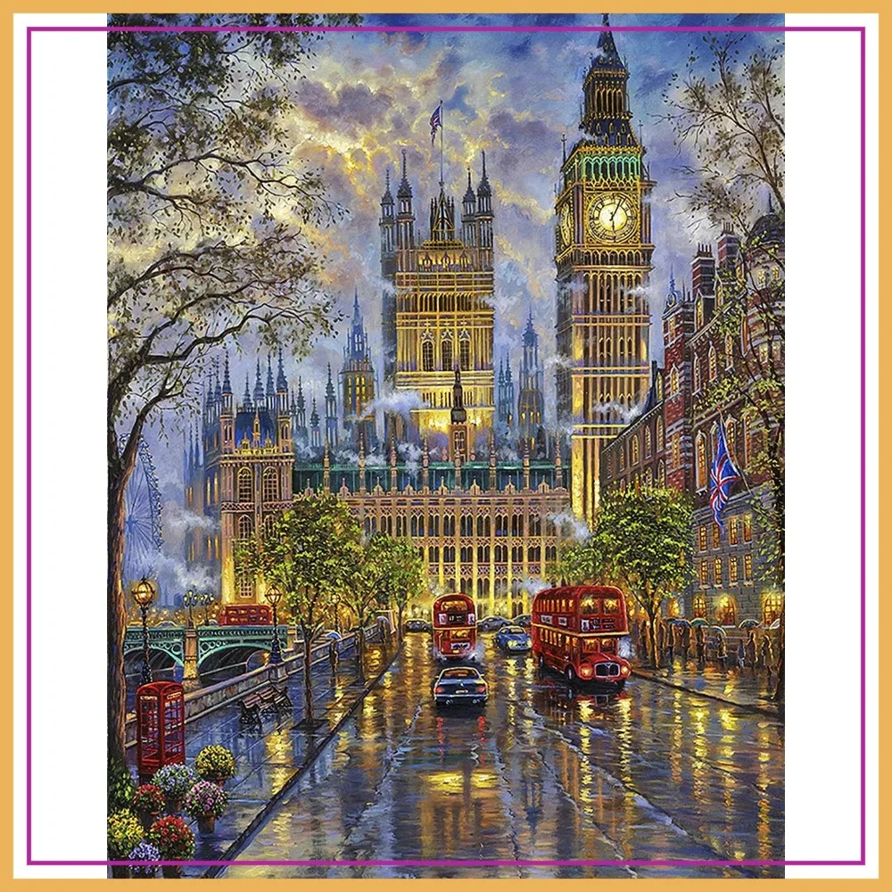 

15x20 inch Round Full Drill Big Ben London Diamond Art Kits for Adults - High Quality Canvas