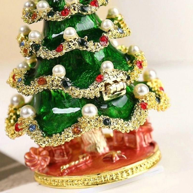 2025 New Elegant Christmas Tree Shaped Jewelry Holder with Sparkling Rhinestones Pearls