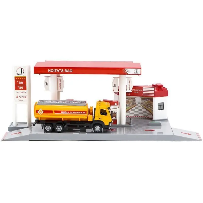 Car Town Toy Gas Station Model Project Large Car Wash Parking Lot Large Children's Rail Car Large