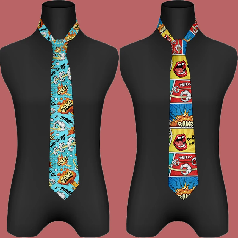 Corbata impresa en 3D de arte callejero divertido unisex, corbata de negocios informal, accesorios de camisa de fiesta de boda de moda para hombres,