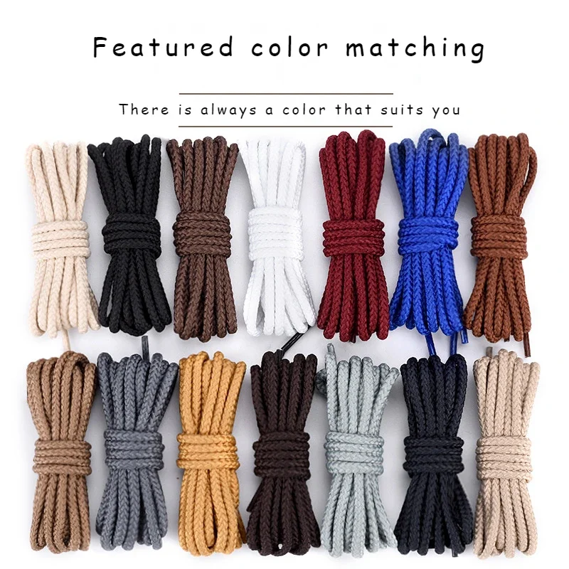 Leather Shoe Laces Solid round Rhubarb Tooling for Boots - 14 Color Options 80/100/120/160cm Length Suitable for Shoes