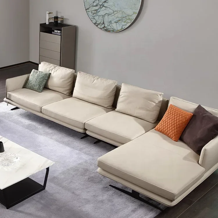 

z Modern L Shape Corner Fabric Leather Sofa Set 7 Seater Living Room Sofa