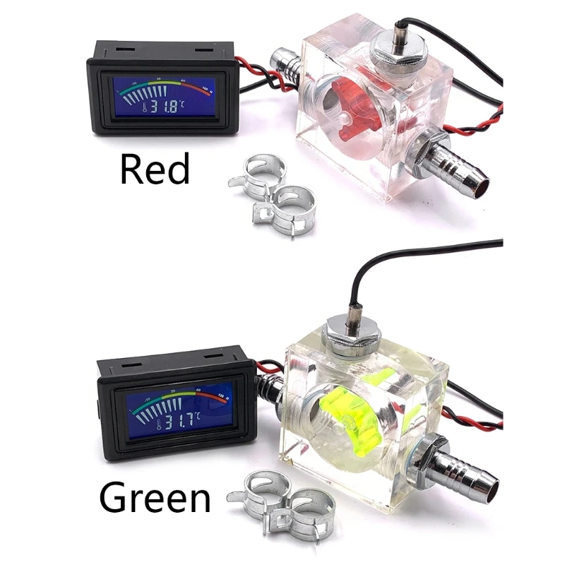 Liquid Cooler 3 Way FlowMeter LED Thermometer PC Computer Heat Dissipation Parts Computer Accessories QXNF