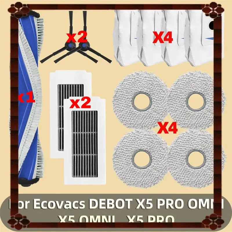 24-Hour Delivery For Ecovacs Deebot X5 OMNI/X5 PRO OMNI/X5 PRO Robot Vacuum Replacement Parts Main Side Brush Filter Mop Cloths