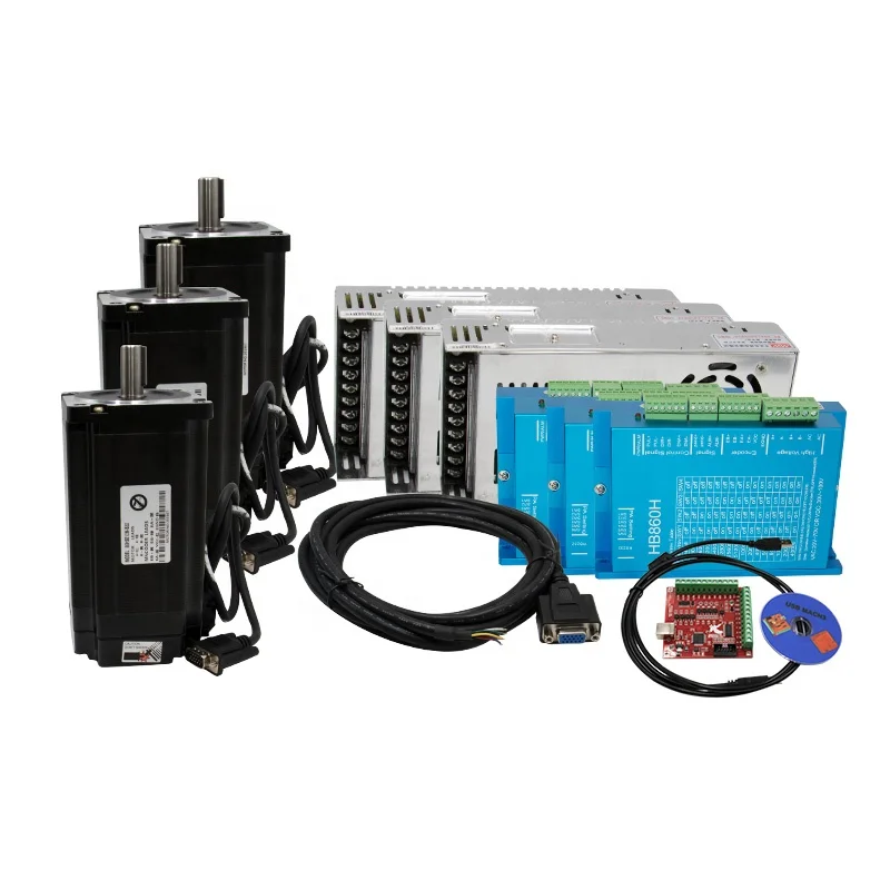 Motore passo-passo HLTNC 3 6A 4.5Nm 3 Servoazionamento ibrido HBS860H 8A MACH3 per router CNC 3 Alimentatore 400W 48V Driver motore CC