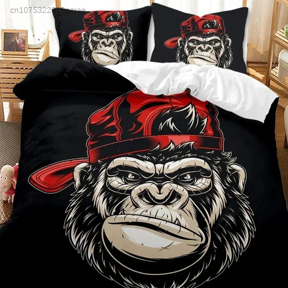 Monkey Duvet Cover Gorilla Head Wild Animal Bedding Set Printed Bed Set With Pillowcase Bed Soft Queen King Size Bedclothes Home