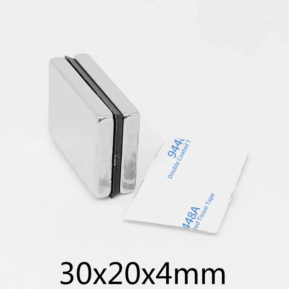 2/5/10/15/20/30PCS 30x20x4mm Strong Search Magnet Sheet 30*20*4 Block Permanent Neodymium Magnet With 3M Self - Adhesive 30x20x4