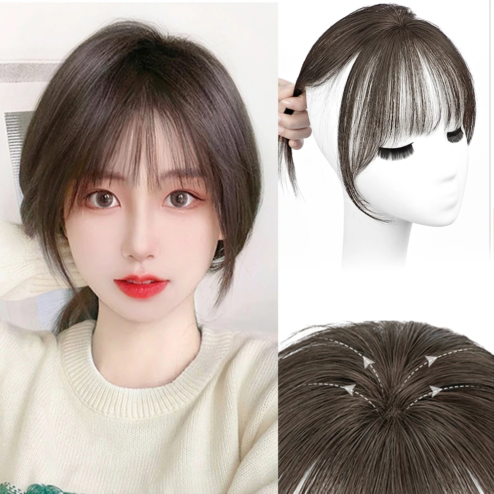 3D hair bangs  100% Real Human Hair Bangs Clip In Hair Extensions French Bangs Clip In Fake Bangs For Natural Hair