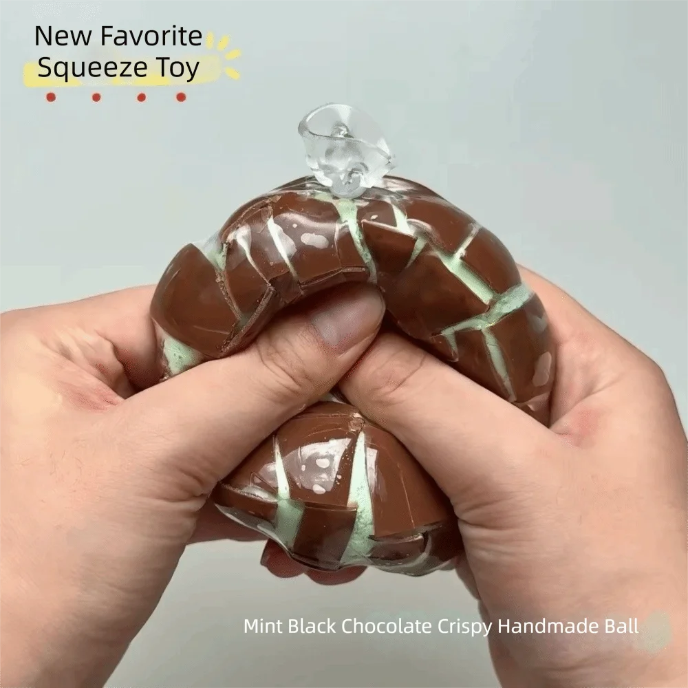 Simulation Chocolate Chocolate Squish Ball Soft Texture Crispy Sound Crispy Ball Toy Handmade Slow Rebound Cracking Ball