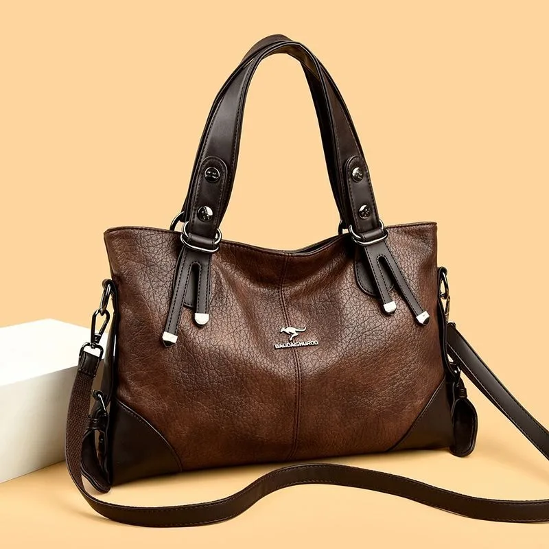 Genuine Mother Bag Women's  New Tote Bag Trendy Large Capacity Wear-resistant Material Shoulder Handbag Temperament Commuter Bag