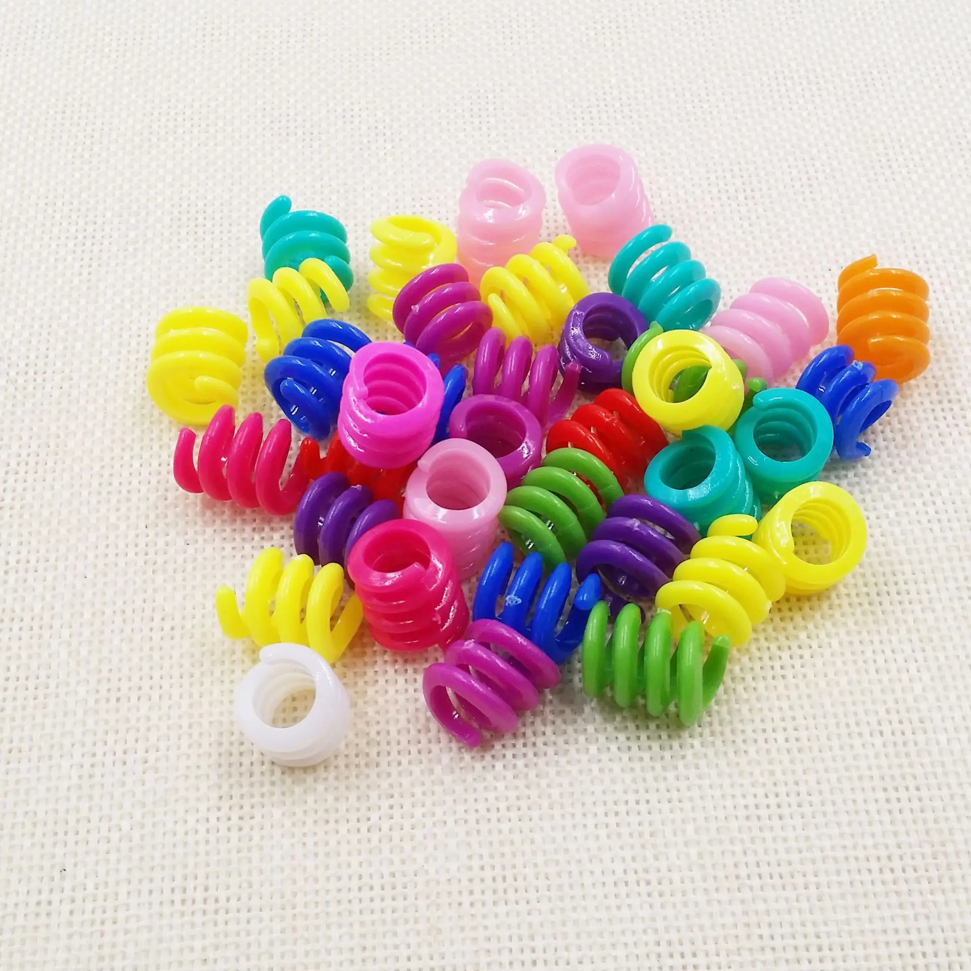 50 Mixed Color Acrylic Spring Dreadlock Ring Hair Pony Beads 15mm With Big Hole - view 5