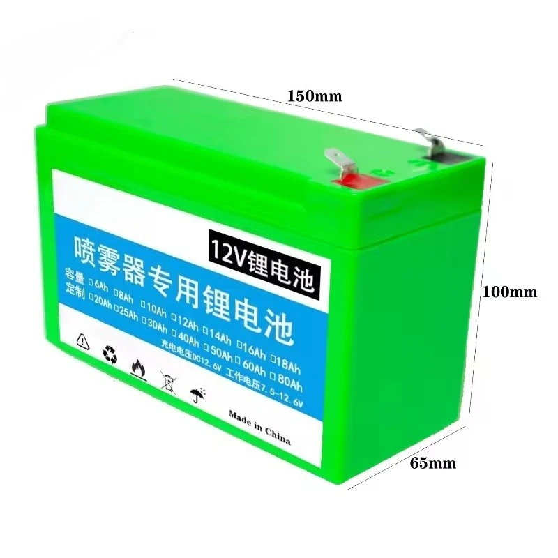 12V 8Ah-20Ah Rechargeable Li-ion Battery Pack for Agricultural Electric Sprayer, High Capacity 12V Battery with Connector Cable