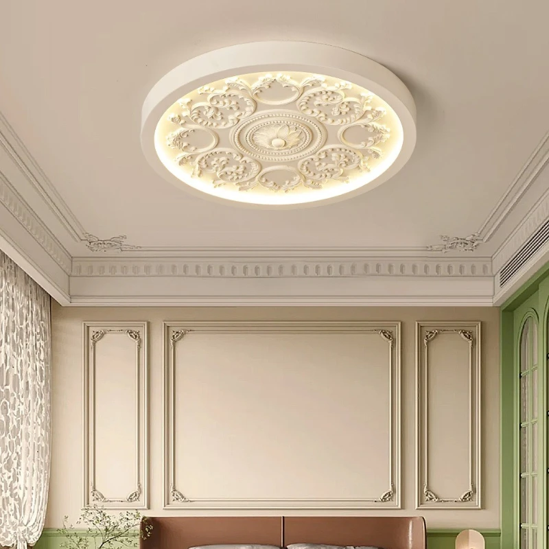 French Cream Style Ceiling Lamp Creative Carved Home Decor Lighting Fixtures for Parlor Dining Room Bedroom Study Corridor Foyer