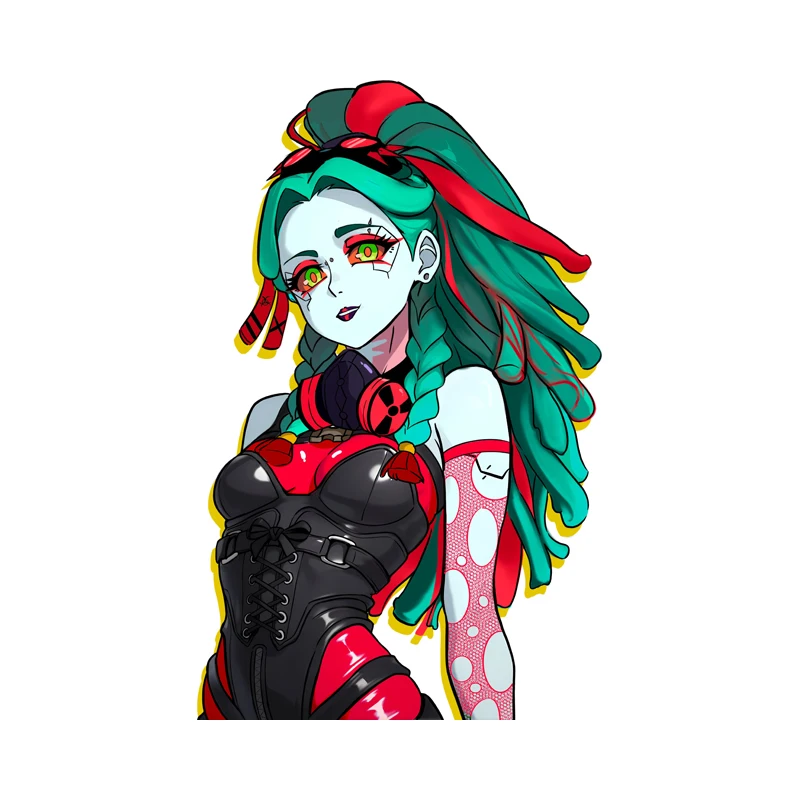 EARLFAMILY Goth Style Anime Girl Car Stickers Eye-catching Personal Car Accessories Decal Vinyl Particle Car Door Protector