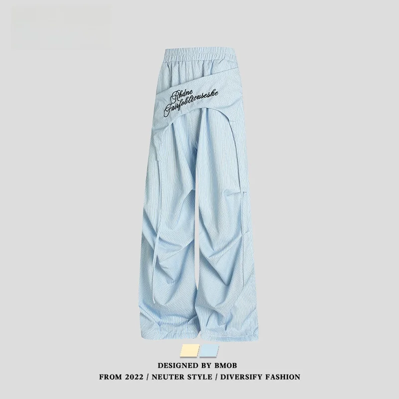 

Американские ретро-брюки с вышивкой, свободные, широкие, унисекс, повседневные, уличные, с завязками, длинные, удобные, прямого кроя