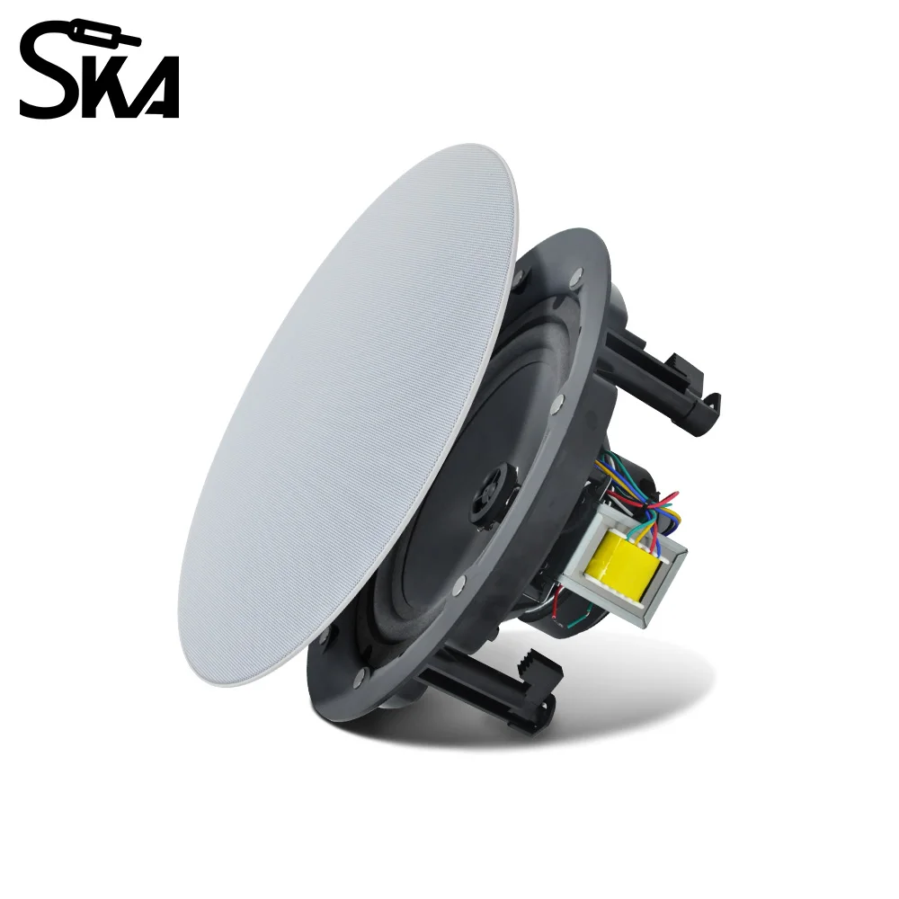 Speaker Plafon Anti Debu 8 inci 40W, Speaker Koaksial Pasif untuk Plafon/Dinding, Pemasangan Rata, Loudspeaker Siaran untuk Audio Dalam Ruangan