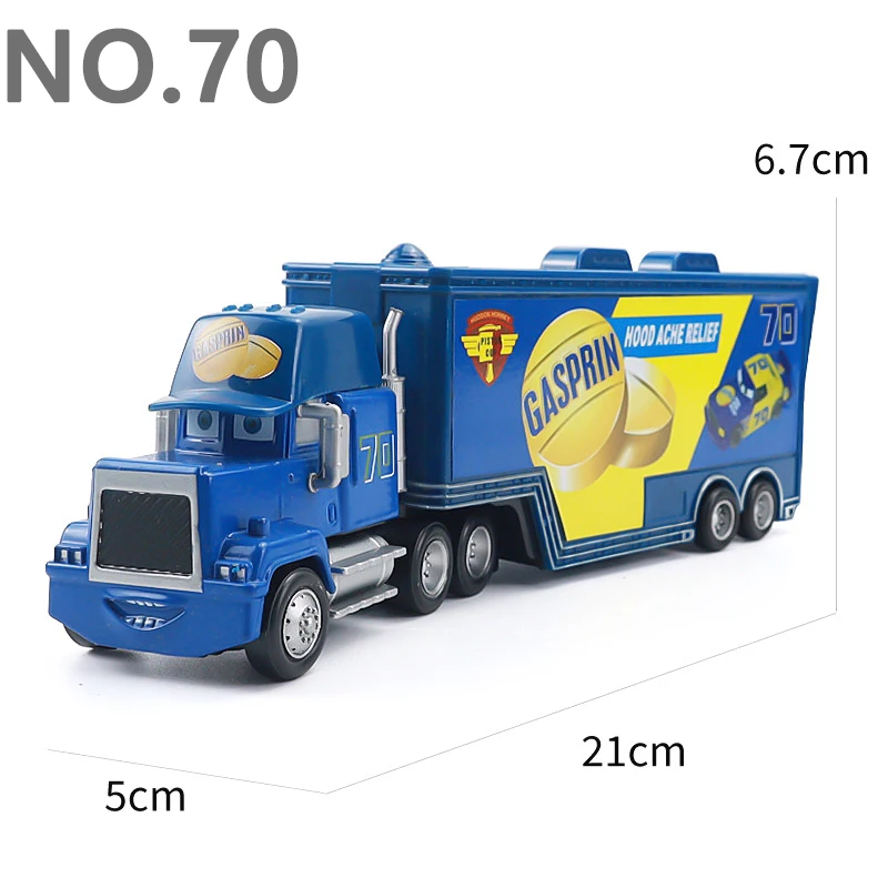 Pixar Cars Greg Candyman's Hauler Modellauto Anime-Figur Mack Container Trucks Semi-Hauler Dinoco Racing Spielzeug Kindergeschenke – Detail 39